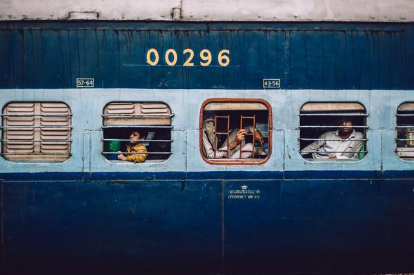 Indian train blue